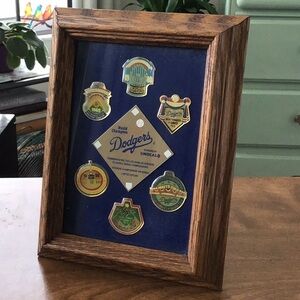 Vintage Los Angeles Dodgers World Series Champion baseball pin set.